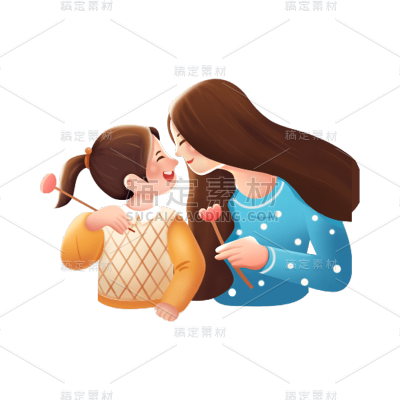 卡通感母亲节母女元素贴纸