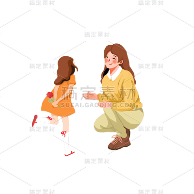 卡通感母亲节母女元素贴纸