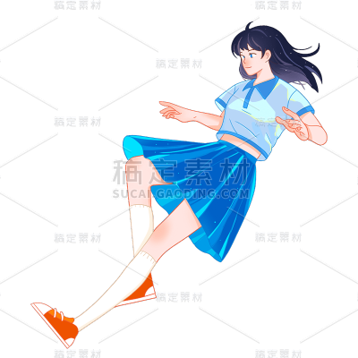 卡通感高考女生元素贴纸