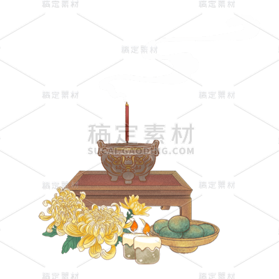 中国风清明节贡品元素贴纸