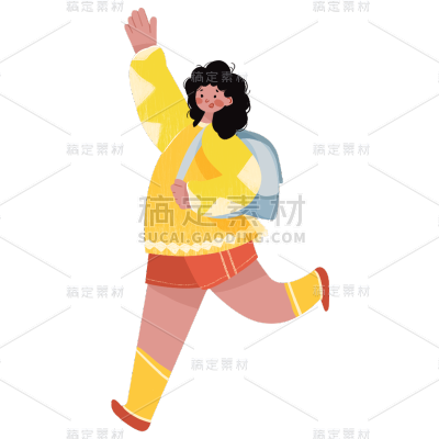 卡通感青年节女生元素贴纸