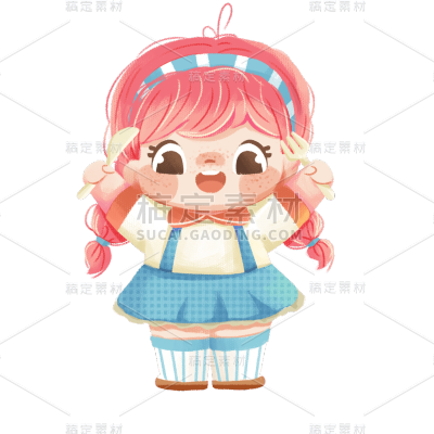 可爱感恩节女孩元素贴纸