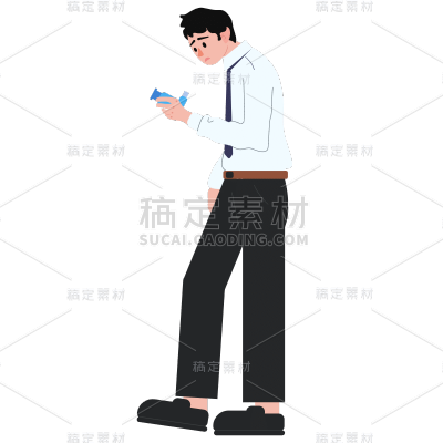 扁平风世界哮喘日人物插画-SVG5