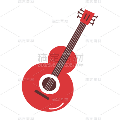 卡通感乐器吉他元素贴纸