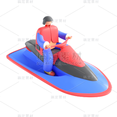 潮酷-C4D交通工具插画-飞艇
