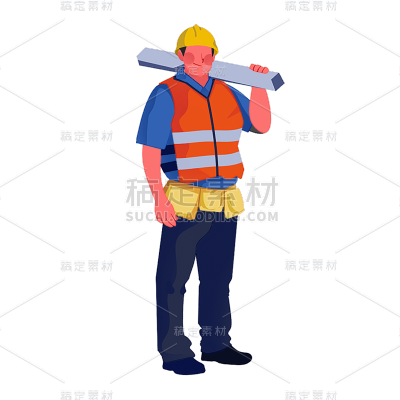 卡通感劳动节工人元素贴纸