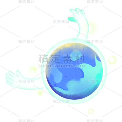卡通感世界地球日地球元素贴纸