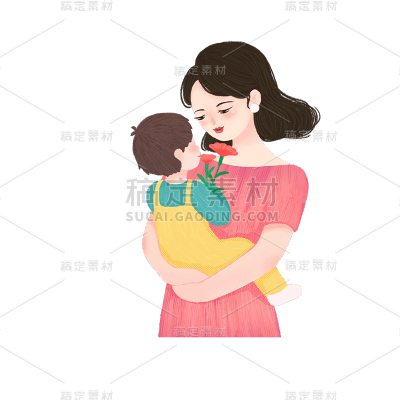 卡通感母亲节母子元素贴纸