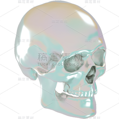C4D-3D酸性风立体装饰贴纸-骷髅头
