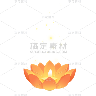 卡通感中元节莲花灯元素贴纸