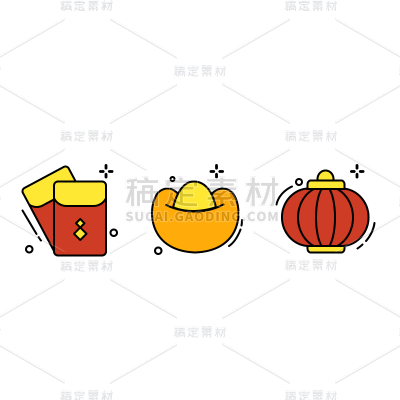 卡通感春节金元宝元素贴纸