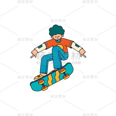 卡通感男生元素贴纸