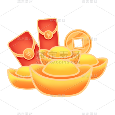 中国风春节金元宝元素贴纸