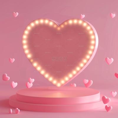 insMind Pink Background Product Podium Plinth Love Hearts Neonlight