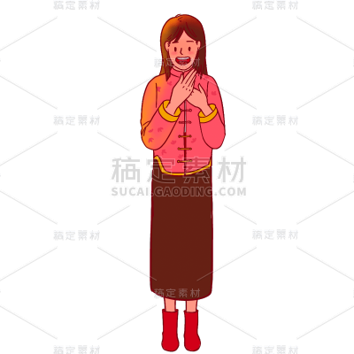 中国风春节女性元素贴纸