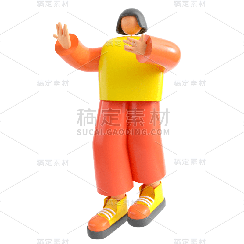 C4D人物插画素材贴纸