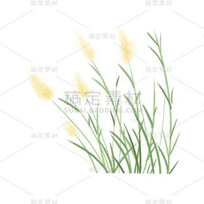 夏至狗尾草元素中国风贴纸