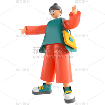 C4D-人物插画素材贴纸