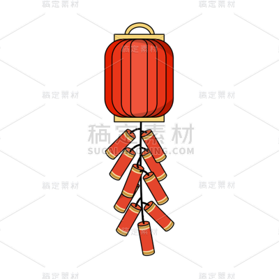 卡通感春节灯笼元素贴纸