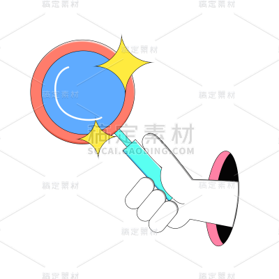 卡通感放大镜元素贴纸