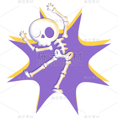 手绘万圣节电击骷髅元素贴纸