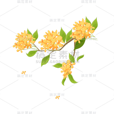 卡通感桂花植物元素