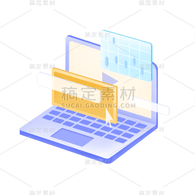 卡通感金融电脑元素