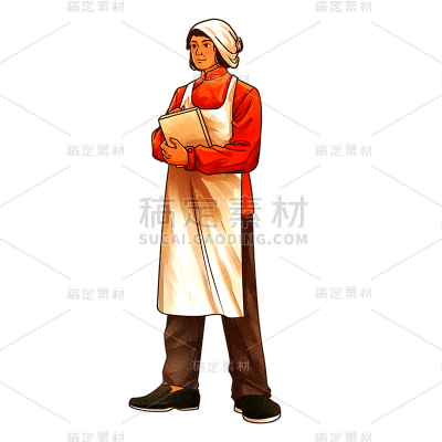 卡通感劳动节女士元素贴纸