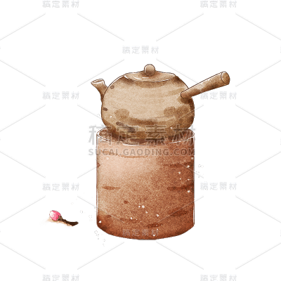 文艺烧水壶元素贴纸