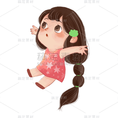 卡通感儿童节女孩元素贴纸