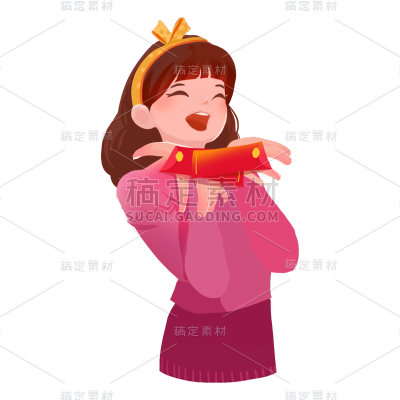 卡通感春节女人元素贴纸