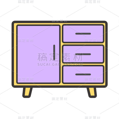 家居生活行业icon多色扁平-柜子