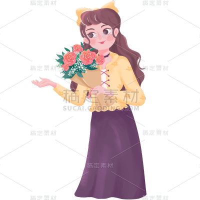 卡通感妇女节女生元素贴纸
