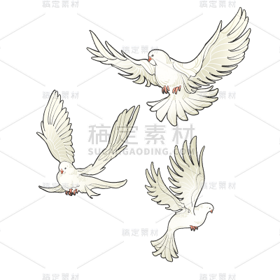 卡通感国庆节鸽子元素贴纸