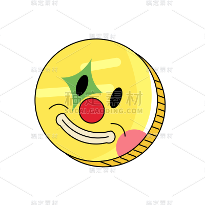 卡通感愚人节硬币元素贴纸