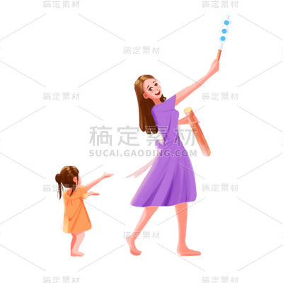 卡通感母亲节母女元素贴纸