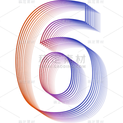 扁平渐变-商务科技风线条数字元素-6