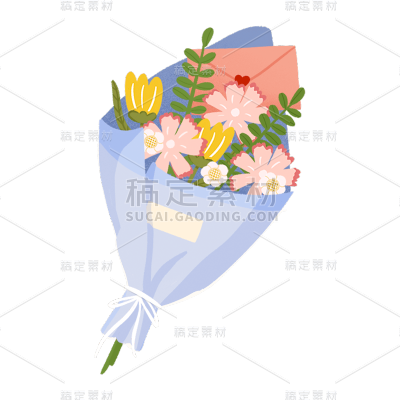 卡通感母亲节花元素贴纸