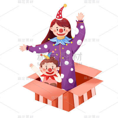 卡通感愚人节小丑元素贴纸