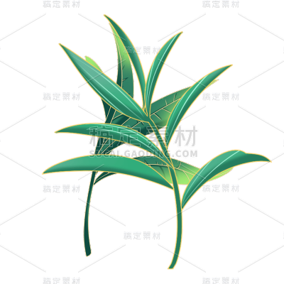 手绘树叶元素贴纸
