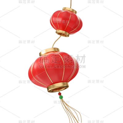 立体感春节灯笼元素贴纸