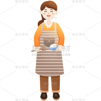 可爱清新女人插画元素贴纸