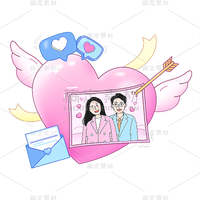 文艺情人节情侣元素贴纸