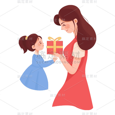 卡通感母亲节母女元素贴纸