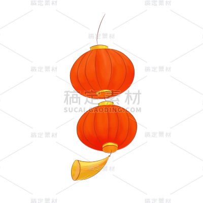 中式感春节灯笼元素贴纸