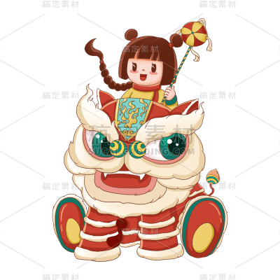 卡通感春节人物元素贴纸