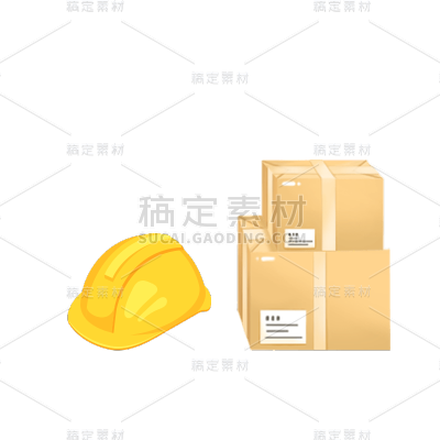 卡通感劳动节纸箱元素贴纸