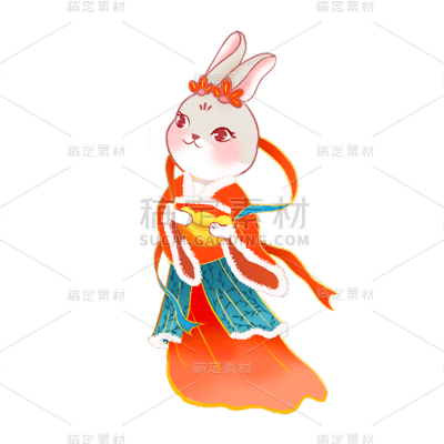 中国风春节兔子元素贴纸