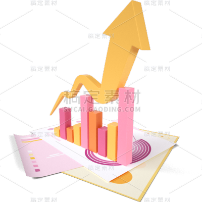 C4D-金融保险主题元素-上涨
