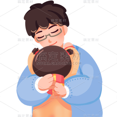 卡通感父亲节父女元素贴纸